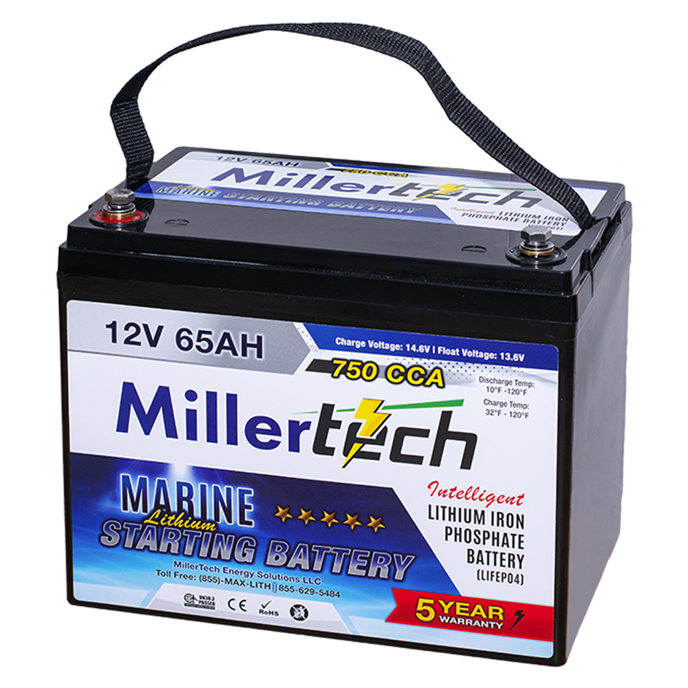 Millertech Lithium Battery- 12V 65AH Marine Lithium Starting Battery