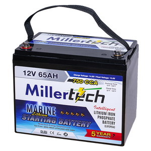 Millertech Lithium Battery- 12V 65AH Marine Lithium Starting Battery